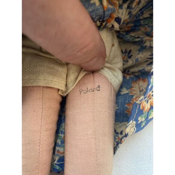 VTG Paper Mache Face Doll Polish Girl Stamped Poland Cloth Body Markings Arm - Picture 3 of 10